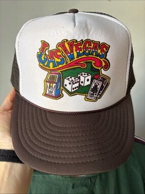 Las Vegas Graphic Trucker Hat - White & Brown